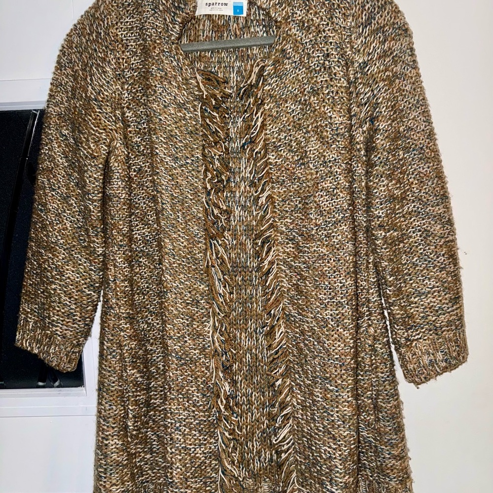 Sparrow by Anthropologie Brown and Cream Knit Sweater Cardigan